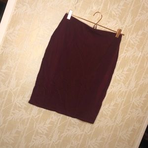 Burgundy Midi Pencil Skirt